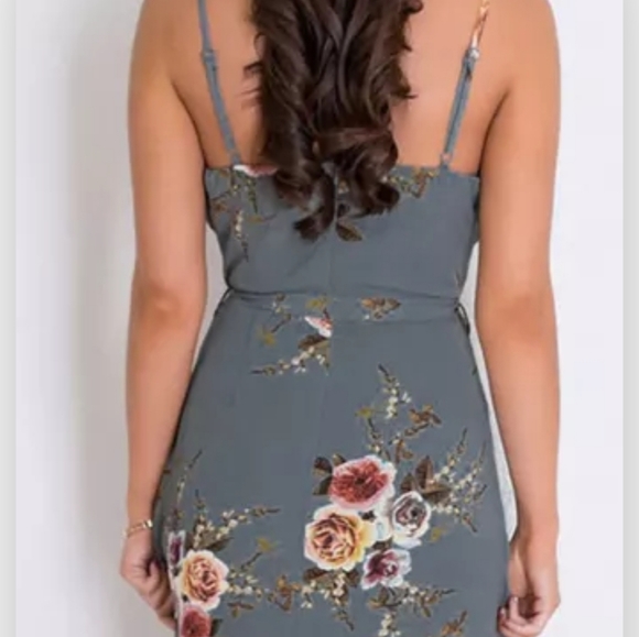 Dresses New Gray Floral Wrap Maxi Dress With Slit Poshmark